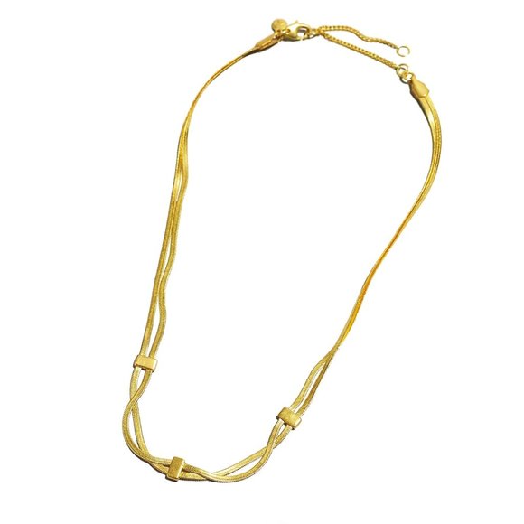 Madewell NWT Double Herringbone Chain Necklace in Antique Gold - Picture 2 of 7